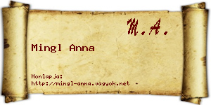 Mingl Anna névjegykártya